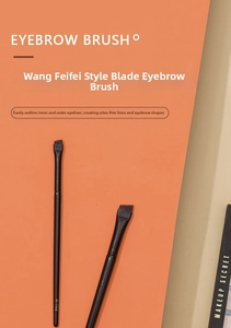 Macro shot of dual ultra-thin angled blade eyebrow and eyeliner brushes model A-102