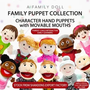 Plush Family Hand Puppets Moveable Mouth Storytelling Role Play Educational Interaction Toys For Children Home School