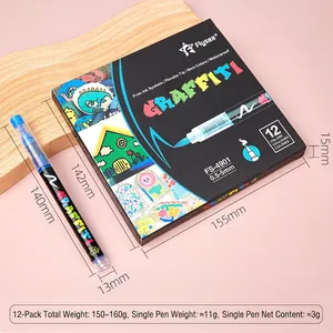 Flysea 12 colors acrylic nail art markers set for DIY quick dry drawing and patterns