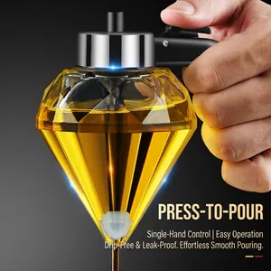 Dispenser per olio in vetro a diamante con impugnatura a pressione per uso manuale