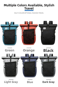 Multiple color options for large waterproof roll-top backpacks shown in a grid