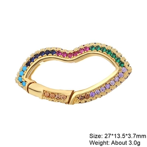 Detail showing colorful zircon heart clasp for DIY jewelry making with dimensions 27x13mm