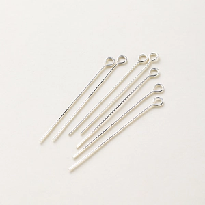 Polished silver metal eye pins for DIY jewelry making and handmade beaded earrings