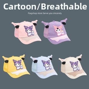 Cartoon Kuromi mesh baseball caps for kids in five pastel colors with cute 3D ear detail