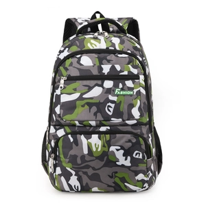 Outdoor camouflage backpack with multi-layer zippers and side mesh pockets for travel