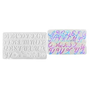 Moule alphabet en silicone avec lettres A-Z et étoiles pour porte-clés DIY en résine