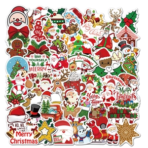 Christmas Cartoon Graffiti Stickers Waterproof PVC Decals For Laptop Guitar Luggage DIY Santa Reindeer Snowman Decoration
