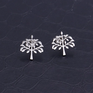 Tree Of Life Stud Earrings Stainless Steel Hollow Out Nature Style Symmetrical Trendy Minimalist Jewelry For Women