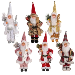 Standing Santa Claus figurines set in six festive styles for Christmas home decoration