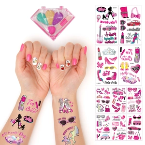 Waterproof Paper Glow In The Dark Temporary Tattoo Stickers Pink Retro Cartoon Girl Party Decals For Kids