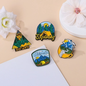 Outdoor Camping Enamel Pin Zinc Alloy Nature Adventure Wilderness Exploring Brooches For Backpack Hat Jacket