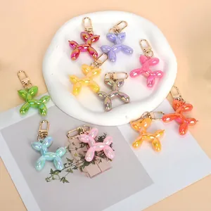Iridescent Balloon Dog Keychain Resin Metallic Luster Creative Animal Bag Pendant Fashion Accessory Decorative Gift