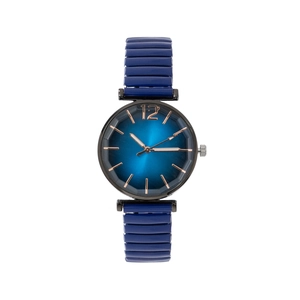 Women Quartz Watch Alloy Case Elastic Spring Metal Strap Round Gradient Dial Analog Casual Fashion Wristwatch