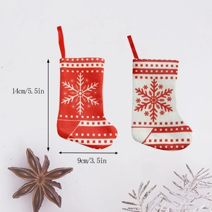 Mini Christmas stocking cutlery holders with snowflake prints and size measurements