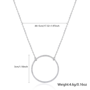 Détails du pendentif cercle en argent 925 dimensions 3cm et longueur de chaîne 44+5cm
