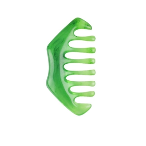 Green translucent wide-tooth massage comb for scalp and body meridian scraping tool