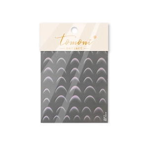 Tomoni French style nail stickers featuring purple gradient crescent designs, model to 4767
