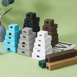 Premium multi-size drawer jewelry boxes in various colors with silk pull tabs for storage