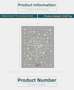 Vue détaillée des stickers nail art 5D TS-046 avec motifs de marguerites dorées et blanches