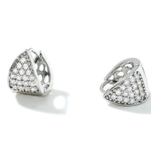 Boucles d'oreilles triangle en argent avec zircons blancs, design vintage en forme de U