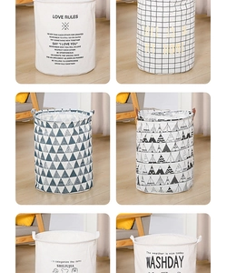 Detailed grid view of assorted fabric laundry baskets with various modern patterns