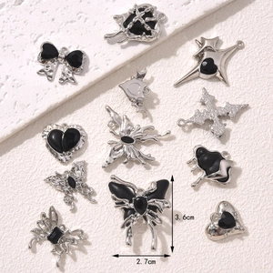 Vintage punk style silver metal pendants including heart star and butterfly for DIY jewelry