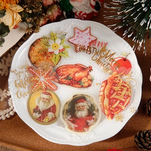 Lot de stickers de Noël vintage avec dorure à l'or et motifs festifs pour scrapbooking DIY
