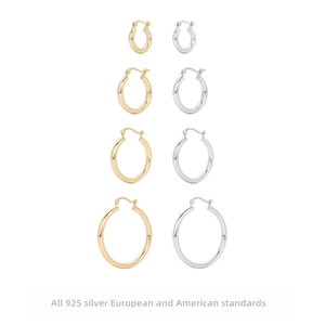 Minimalist Geometric Round Circle Hoop Earrings Women 925 Sterling Silver High Polished Daily Fashion Jewelry
