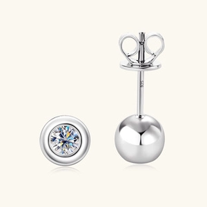 Detailed close-up of S925 sterling silver butterfly earring studs with moissanite accents
