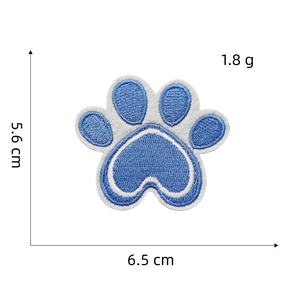 Blue cat paw embroidery patch 5.6x6.5cm with thermal adhesive for DIY crafts and clothing