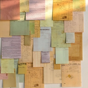 Vintage paper collage collection with retro receipts and handwritten letters for scrapbooking