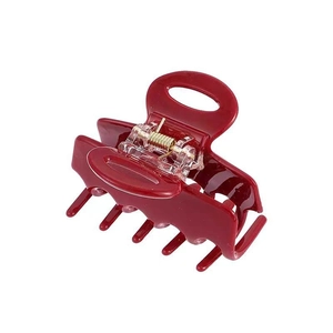 Elegant burgundy acetate hair claw clip with glossy finish and gold metal spring closure