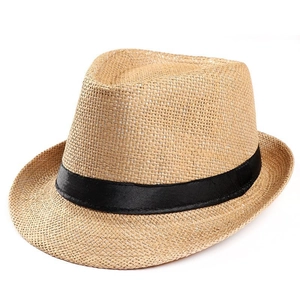 Classic unisex summer straw hat with black ribbon band and breathable weave design