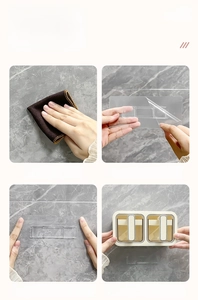 Step-by-step installation guide for wall-mounted seasoning box with adhesive hooks