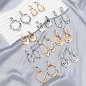 Exaggerated Light Luxury Copper Earrings For Women Irregular Geometric Drop Earrings High Sense Middle East Style Gold Silver Statement Jewelry