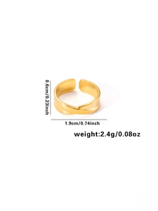 Detail view of gold adjustable titanium steel ring with cross-overlap matte texture finish