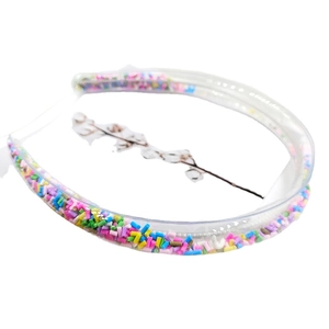 Cute transparent PVC headband filled with colorful sequins and beads for children
