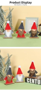 Trois gnomes de Noël scandinaves avec chapeaux en feutre et socles en bois