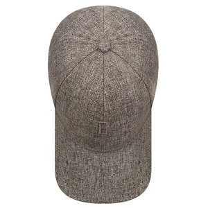 Outdoor men's heather grey baseball cap with metallic letter B embroidery on high crown