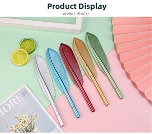 Set of five creative metallic quill-shaped gel pens in assorted vintage colors