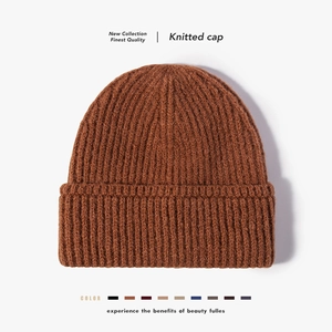 Berretto In Maglia A Costine Unisex Filato Spazzolato Caldo Cappello Invernale Tinta Unita Berretto Alla Moda Uomo Donna