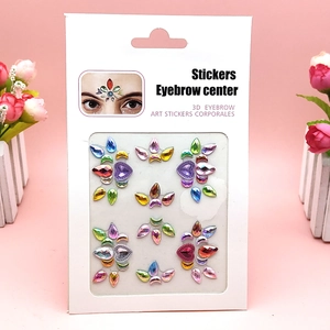 Multi-colored 3D acrylic face gems stickers set for eye and eyebrow makeup decor