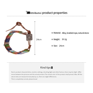 Spécifications détaillées du bracelet en cuir tressé avec pierres naturelles et boucle en alliage