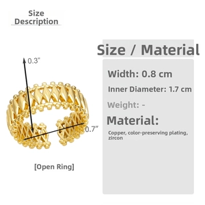 Detailed view of gold geometric heart ring with zircon inlay and open adjustable design