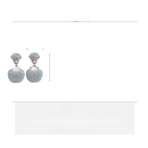 Details der Muschelohrringe mit Strass und Perlen inklusive Größe und Gewichtangaben