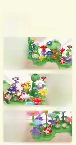 Detail of colorful DIY flower garden building blocks with high quality ABS plastic material
