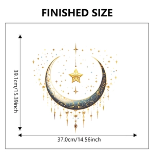 Detail of moon and star wall sticker with dimensions 39.1cm x 37cm for home decor