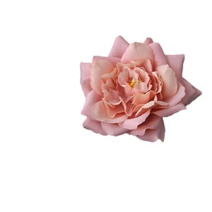 Pink fabric rose flower hair clip and brooch accessory with realistic silk petals