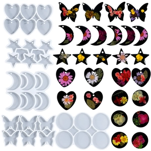 Moldes De Silicona Para Fundición De Resina Formas De Corazón Mariposa Luna Estrella Joyería DIY Colgantes Llaveros