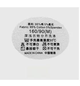 Detailed wash label showing 95% cotton fabric composition and care instructions